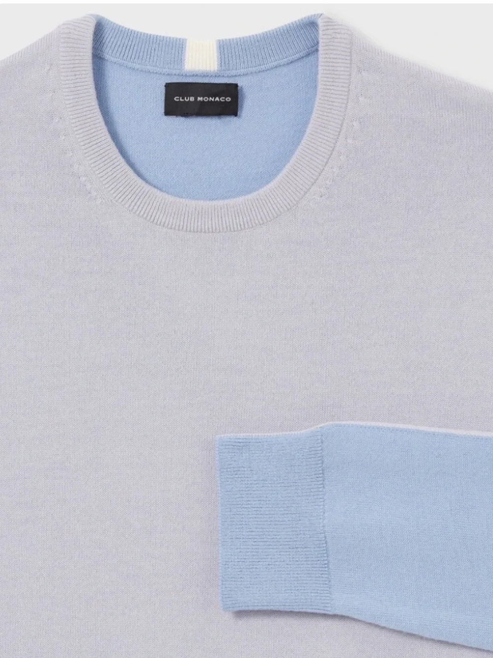 Club Monaco Light Blue Colorblock Crewneck Sweater